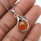 Carnelian Gemstone Solid Silver Bezel Leaf Birthday Sacral Chakra Wife Pendant