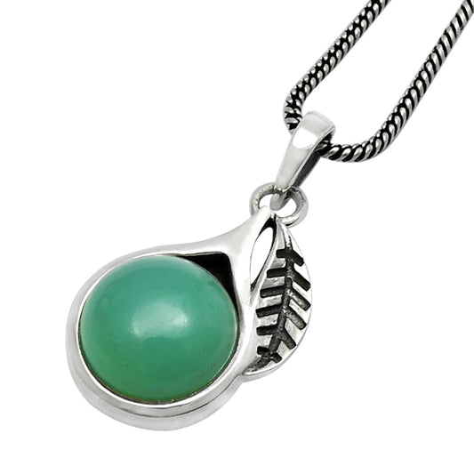 chrysoprase Gemstone Bezel Anniversary Heart Chakra Mother Pendant Solid Silver