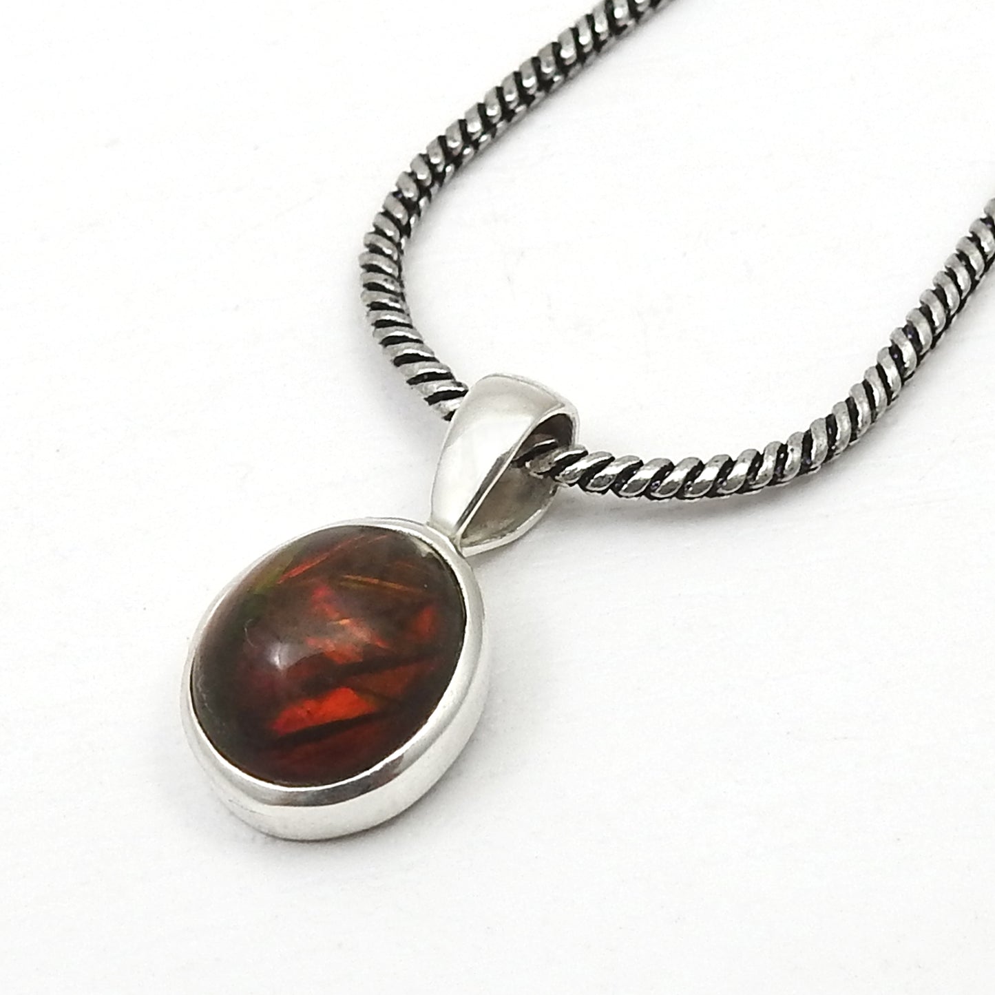 Natural Black Opal 925 Sterling Silver Bezel Pendant