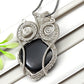 Natural Black Onyx 925 Sterling Silver Wire Wrapped Pendant
