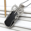 Natural Black Onyx Solid 925 Silver Wire Wrapped Pendant