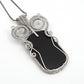 Natural Black Onyx Solid 925 Silver Wire Wrapped Pendant