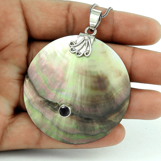 Abalone Shell Gemstone Sterling Silver Bezel Handmade Daughter Pendant Jewelry