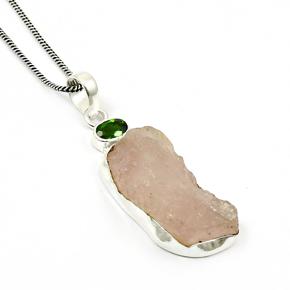Natural Green Onyx Gemstone Solid Silver Heart Chakra Trendy Pendant