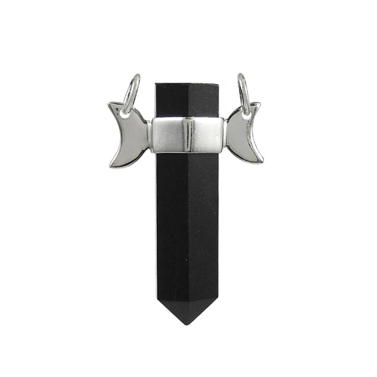 Natural Black Onyx 925 Sterling Silver Anniversary Pencil Elegant Boho Pendant
