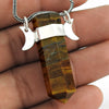 Cabochon Natural Tiger Eye Sister Bezel Tribal Trendy Pendant 925 Solid Silver