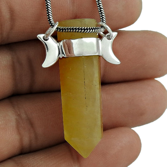 Baguette Aventurine Gemstone 925 Silver Pencil Daughter Gift New Pendant Jewelry