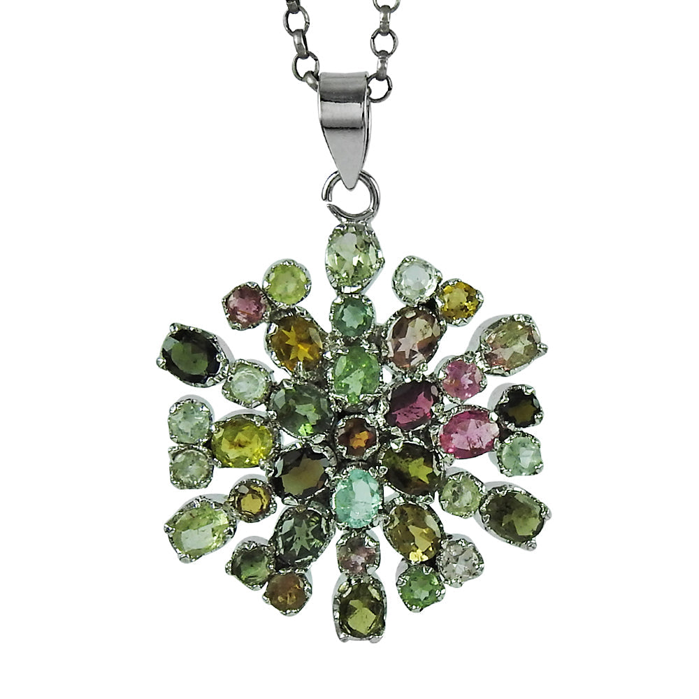 Natural Tourmaline Gemstone 925 Sterling Silver Pendant Tribal For Girls Z13