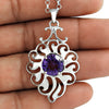 Birthday Gift Natural Amethyst Gemstone Pendant Ethnic 925 Silver H14