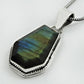 Birthday Gift Coffin Natural Labradorite Gemstone Pendant 925 Sterling Silver G7