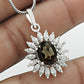Natural Smoky Quartz Gemstone 925 Silver Pendant Rhodium Plated For Girls Z14