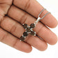 Gift For Her Natural Smoky Quartz Gemstone Cross Pendant 925 Silver Jewelry T9