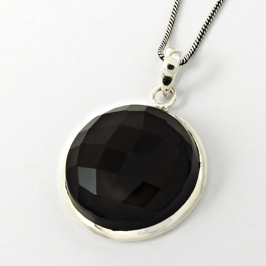 Black Onyx Gemstone 925 Sterling Silver Artisan Engagement Vintage Anniversary Pendant
