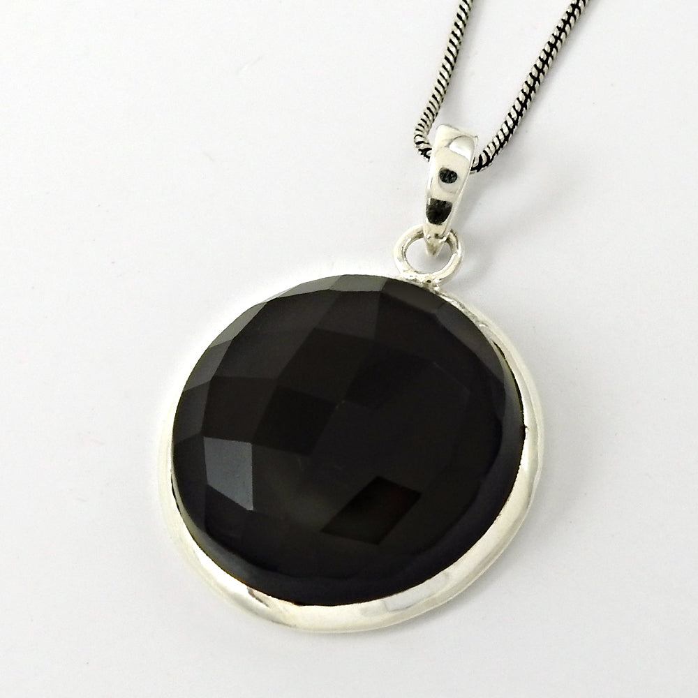 Black Onyx Gemstone 925 Sterling Silver Artisan Engagement Vintage Anniversary Pendant