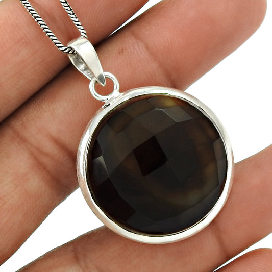 Black Onyx Gemstone 925 Sterling Silver Artisan Engagement Vintage Anniversary Pendant