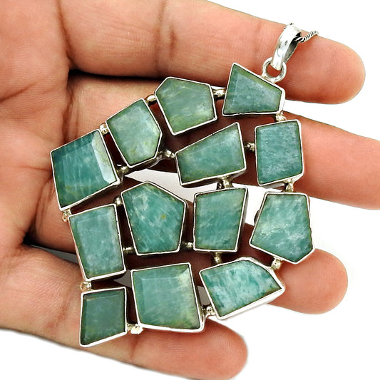 Natural Aquamarine Gemstone 925 Sterling Silver Pendant Bohemian For Girls C15