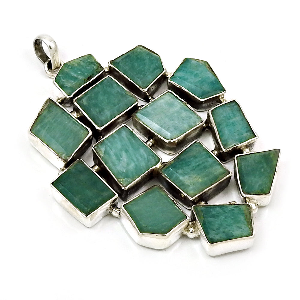 Birthday Gift Natural Aquamarine Gemstone Pendant Boho 925 Silver D15