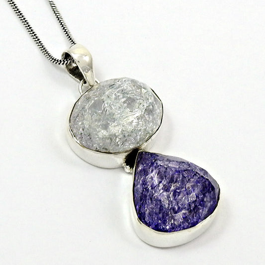 Gift For Her Natural Snake Rutile 925 Sterling Silver Chunky Hippie Pendant A5