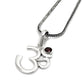 925 Silver January Birthstone Round Garnet Gemstone Om Pendant