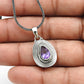 Pear February Amethyst Gemstone 925 Solid Silver Birthday Mother Bezel Pendant