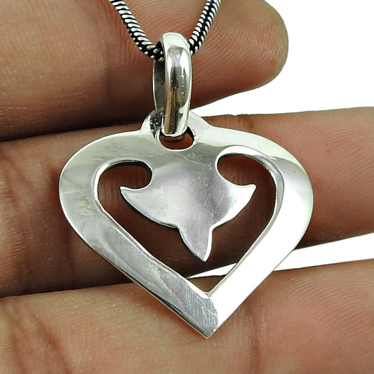 Heart Pendant Vintage 925 Sterling Silver Handmade Jewelry