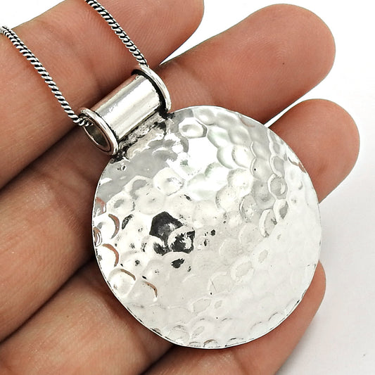 925 Sterling Silver Hammered Pendant Vintage Jewelry