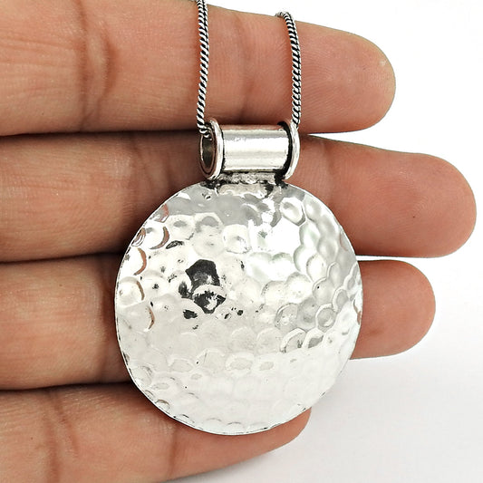 925 Sterling Silver Hammered Pendant Vintage Jewelry