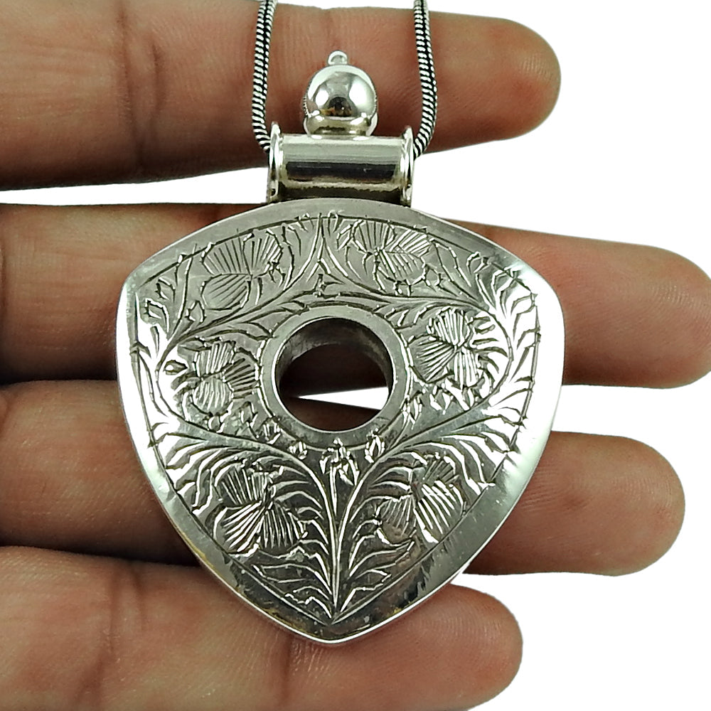 Solid 925 Silver Engraved Handcrafted Pendant