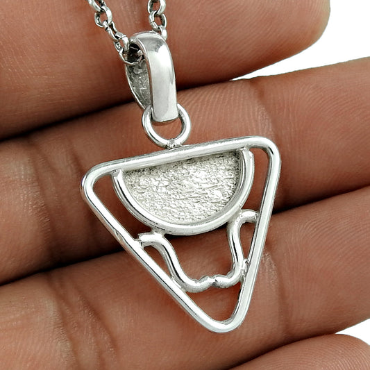925 Solid Sterling Silver Triangle Pendant