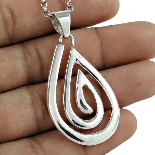 925 Solid Sterling Silver Teardrop Pendant