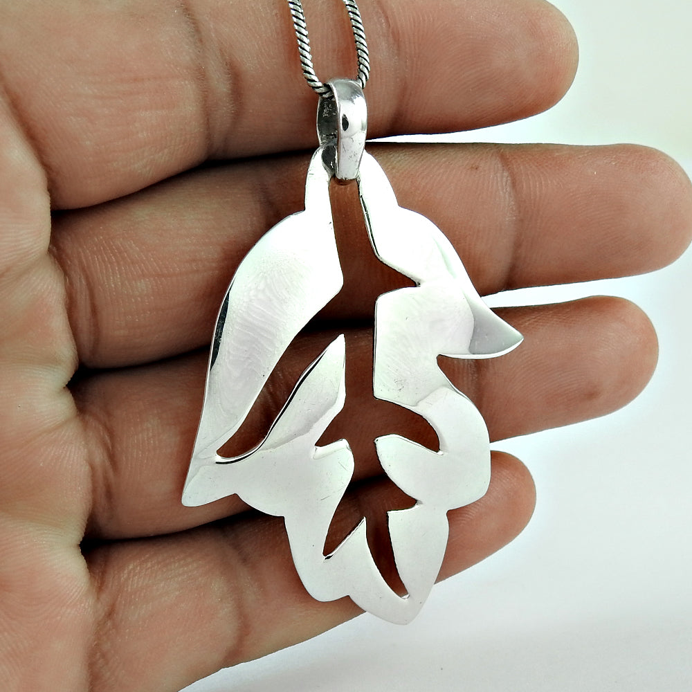 925 Sterling Silver Handmade Leaf Pendant