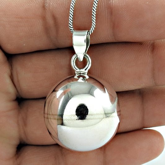 Hollow Ball Pendant 925 Sterling Silver Handmade Jewelry