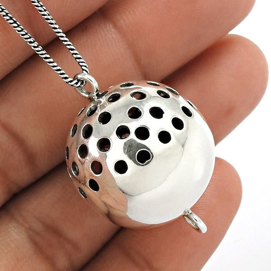925 Sterling Silver Hollow Ball Pendant Jewelry