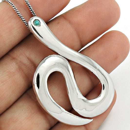 925 Sterling Silver Snake Pendant Handmade Jewelry