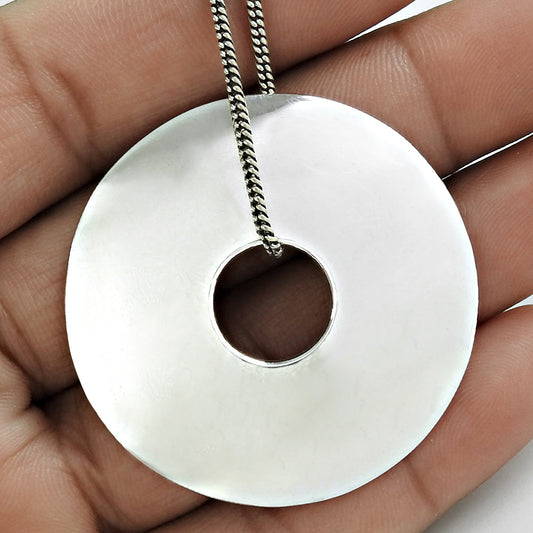 925 Solid Sterling Silver Round Pendant
