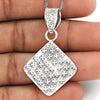 Solid 925 Sterling Silver Square Pendant