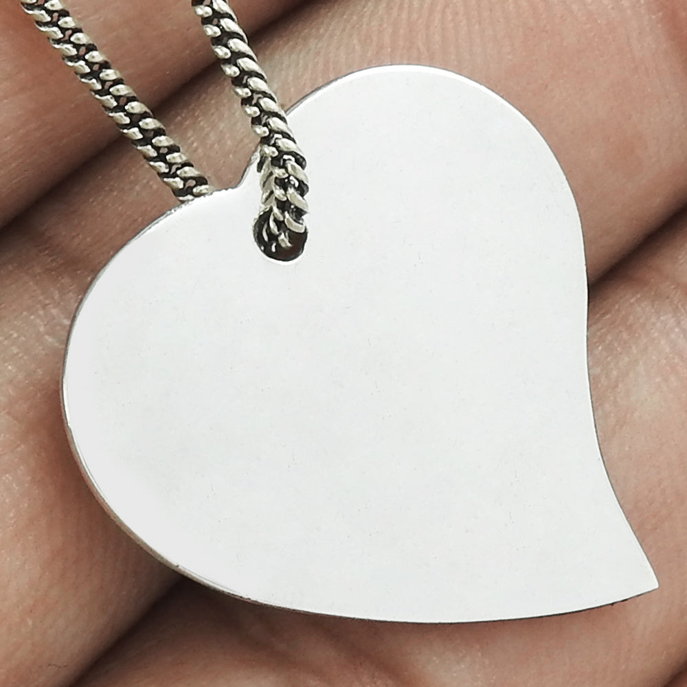 Vintage 925 Sterling Silver Heart Pendant For Women Girls