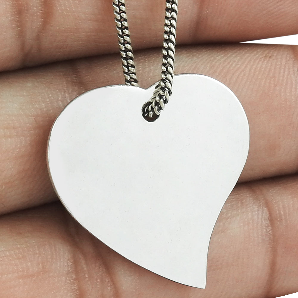 Vintage 925 Sterling Silver Heart Pendant For Women Girls