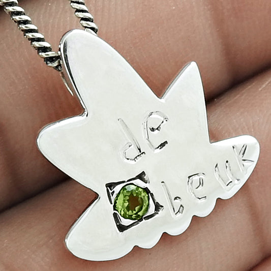 925 Sterling Silver Peridot Gemstone Birthday Star Fish Heart Chakra New Pendant