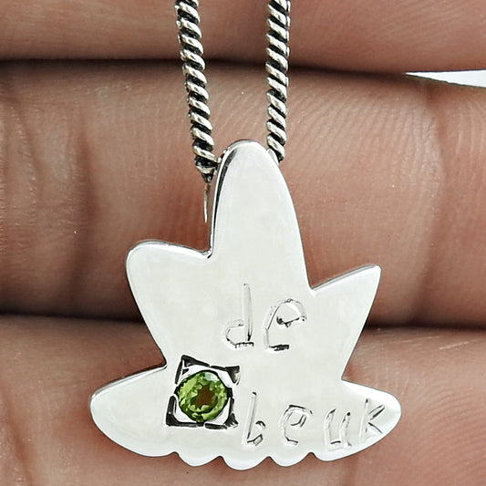 925 Sterling Silver Peridot Gemstone Birthday Star Fish Heart Chakra New Pendant