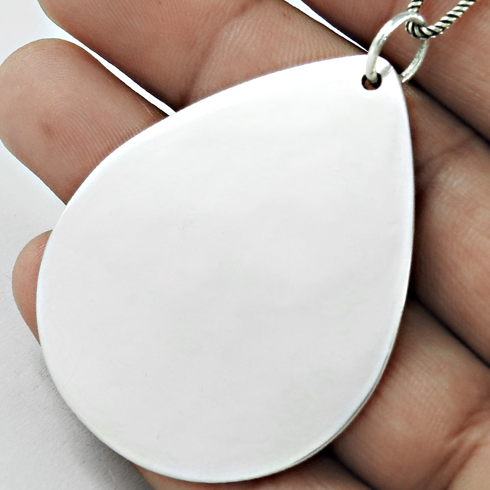 925 Sterling Silver Handmade Teardrop Tag Pendant