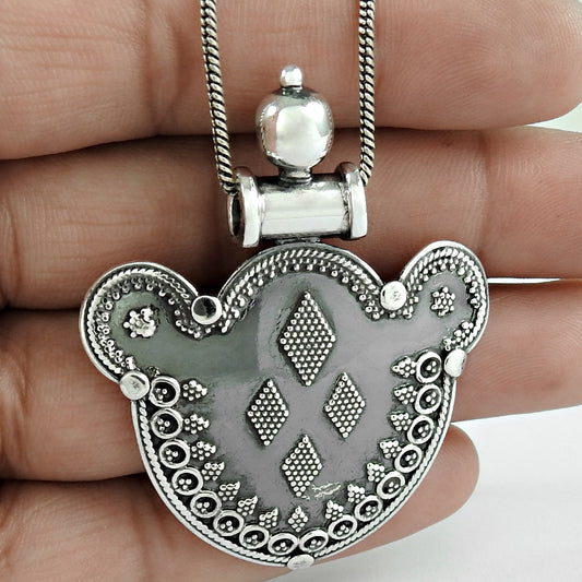 925 Sterling Oxidized Silver Statement Pendant Handmade Jewelry