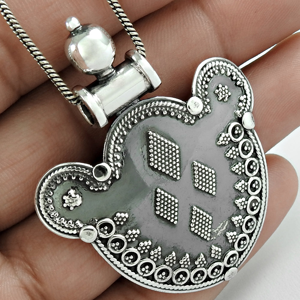 925 Sterling Oxidized Silver Statement Pendant Handmade Jewelry