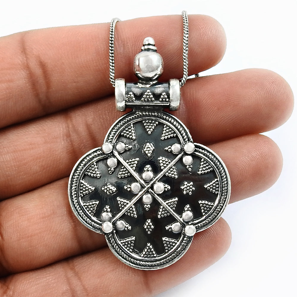 925 Sterling Oxidized Silver Pendant Handcrafted Jewelry