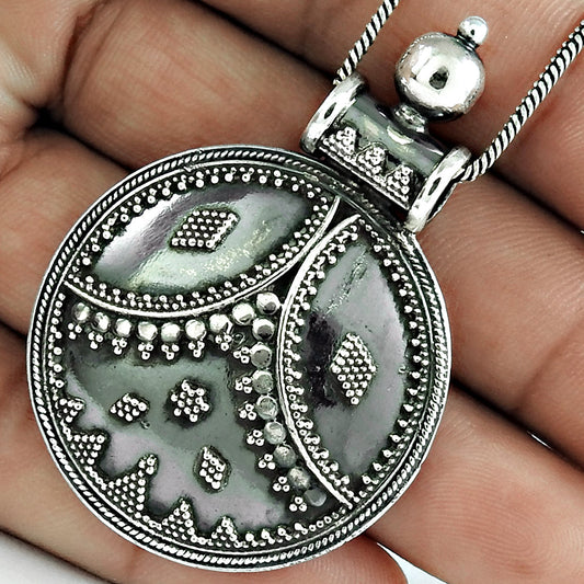 925 Solid Sterling Silver Artisan Pendant Oxidized Jewelry