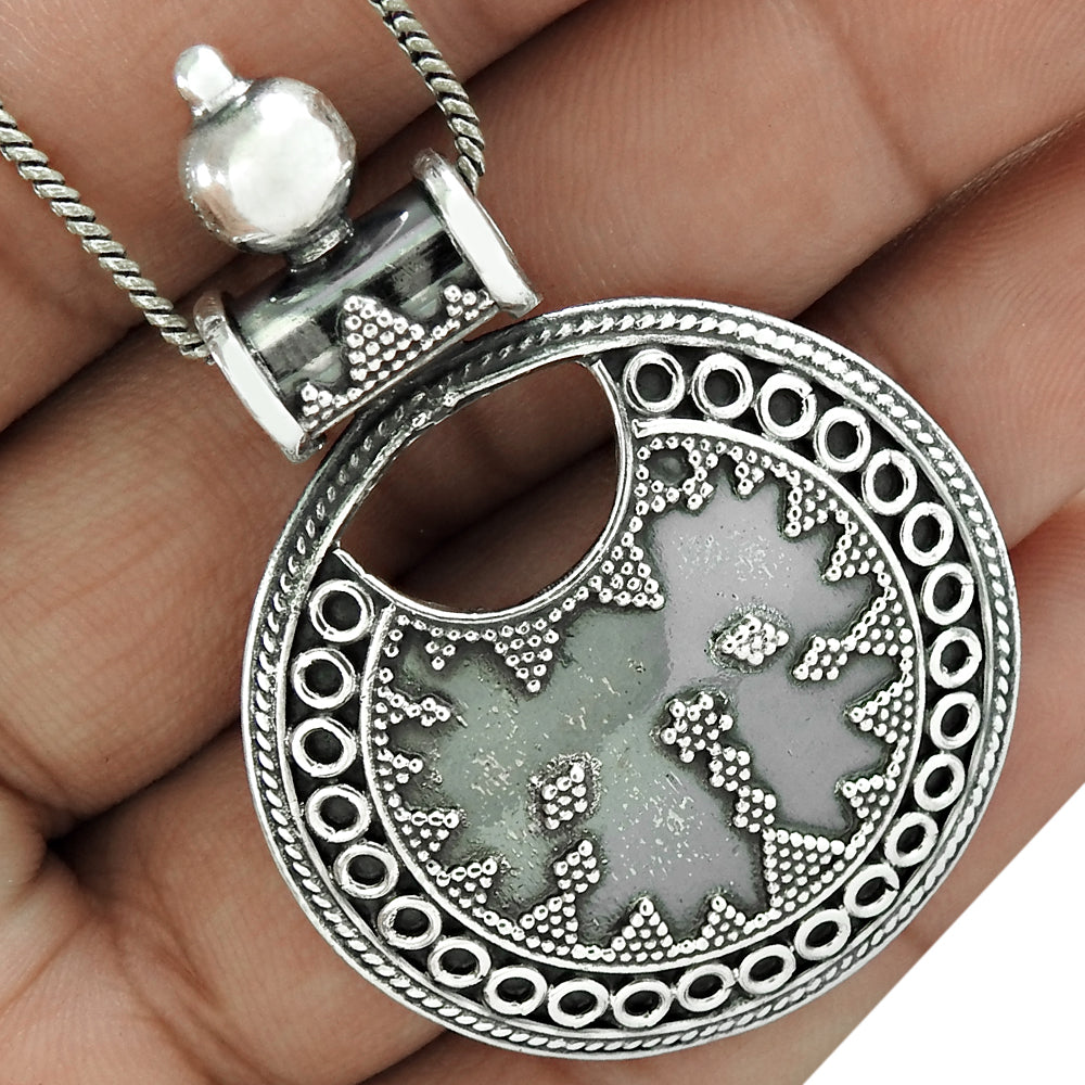 925 Sterling Oxidized Silver Artisan Pendant Statement Jewelry