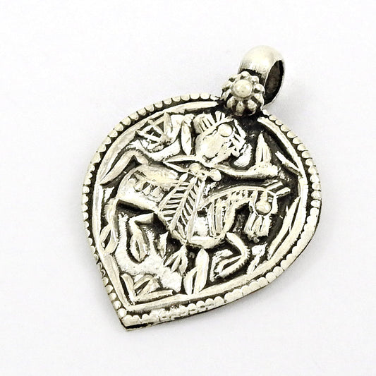Solid Sterling Silver Indian Religious Pendant