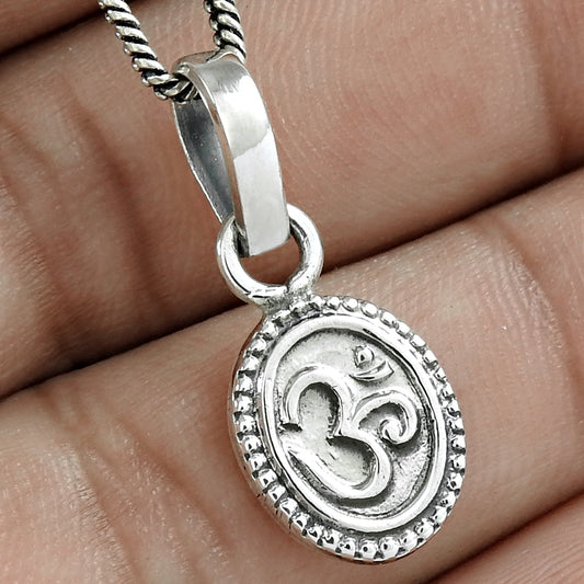 925 Sterling Solid Silver Om Pendant