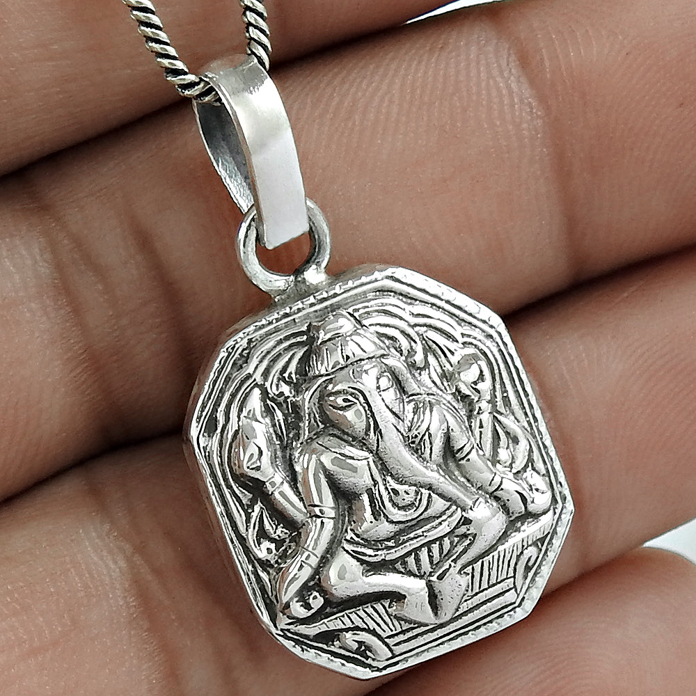 Lord Ganesha Pendant 925 Sterling Silver Indian Religious Jewelry