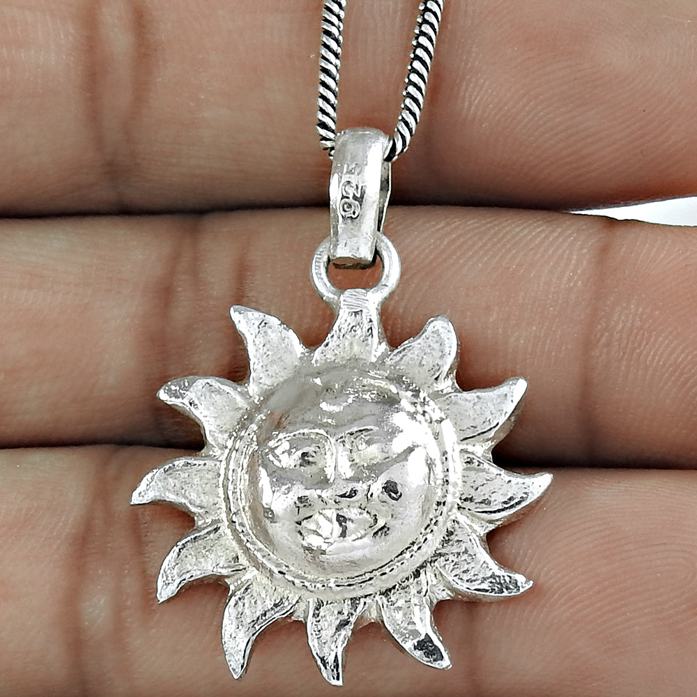 925 Sterling Solid Silver Sun Pendant